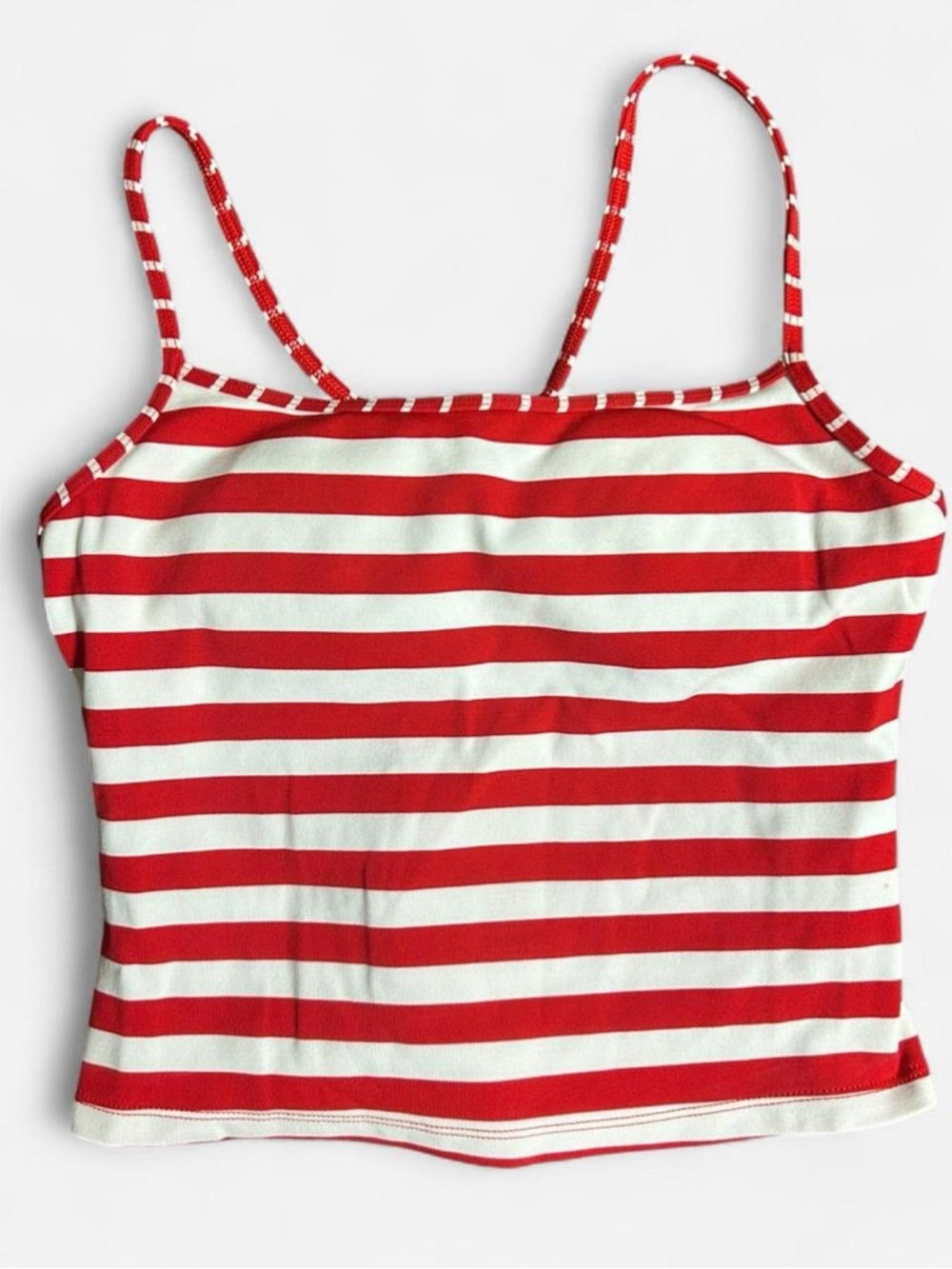 Red & White Striped Spaghetti Strap Tank Top